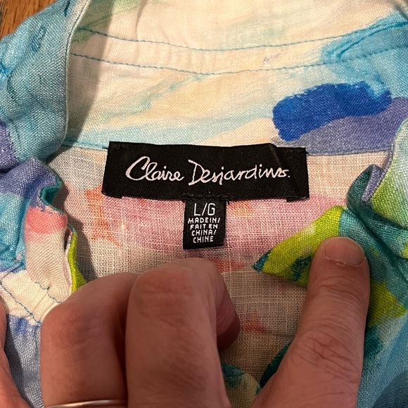 CLAIRE DESJARDINS - Sleeveless Artistic Print Top - Size L - Picture 2 of 10